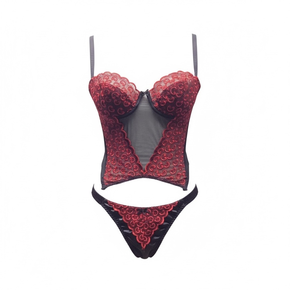 Cacique Y2K lingerie Lace Corset Thong coord set New With Tags 34C/medium